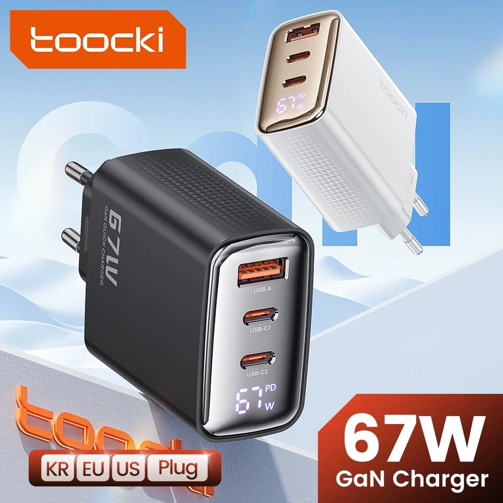 Toocki 67W GaN USB Type C Charger Digital Display 65W 45W PPS PD QC4.0 Quick Charge For Ma