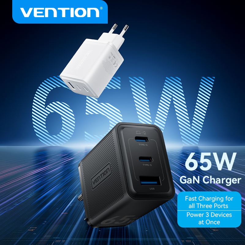 Vention 65W GaN Charger Quick Charge 4.0 3.0 Type C PD USB Charger for