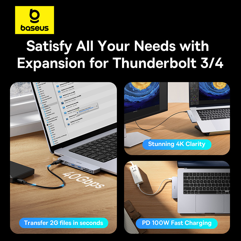 Baseus Dual USB-C Hub to HDMI-Compatible 4K 30Hz For Thunderbolt 3/4 4 — photo 3