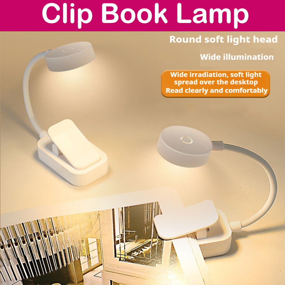 Mini Clip Book Lamp LED Table Lamp Eye Protection 3 Colors Battery Pow