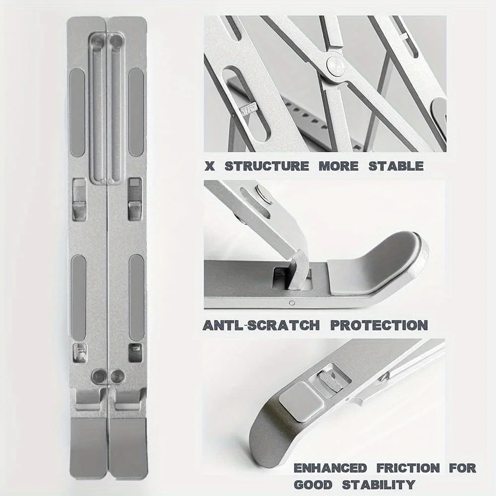 Adjustable Aluminum Laptop Stand - 6-Level Height, Foldable & Portable — photo 4