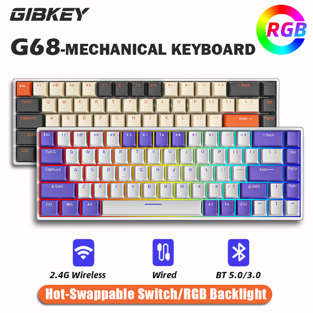 G68 Gaming Mechanical keyboard Wireless/Bluetooth Hot-Swappable 65% Keyboards Customized R