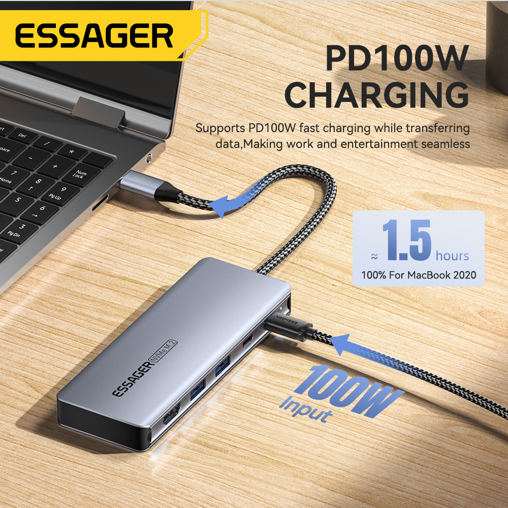 Essager USB C Hub With M.2 SSD Hard Disk Enclosure 6/7 in 1 PD100W USB — photo 3