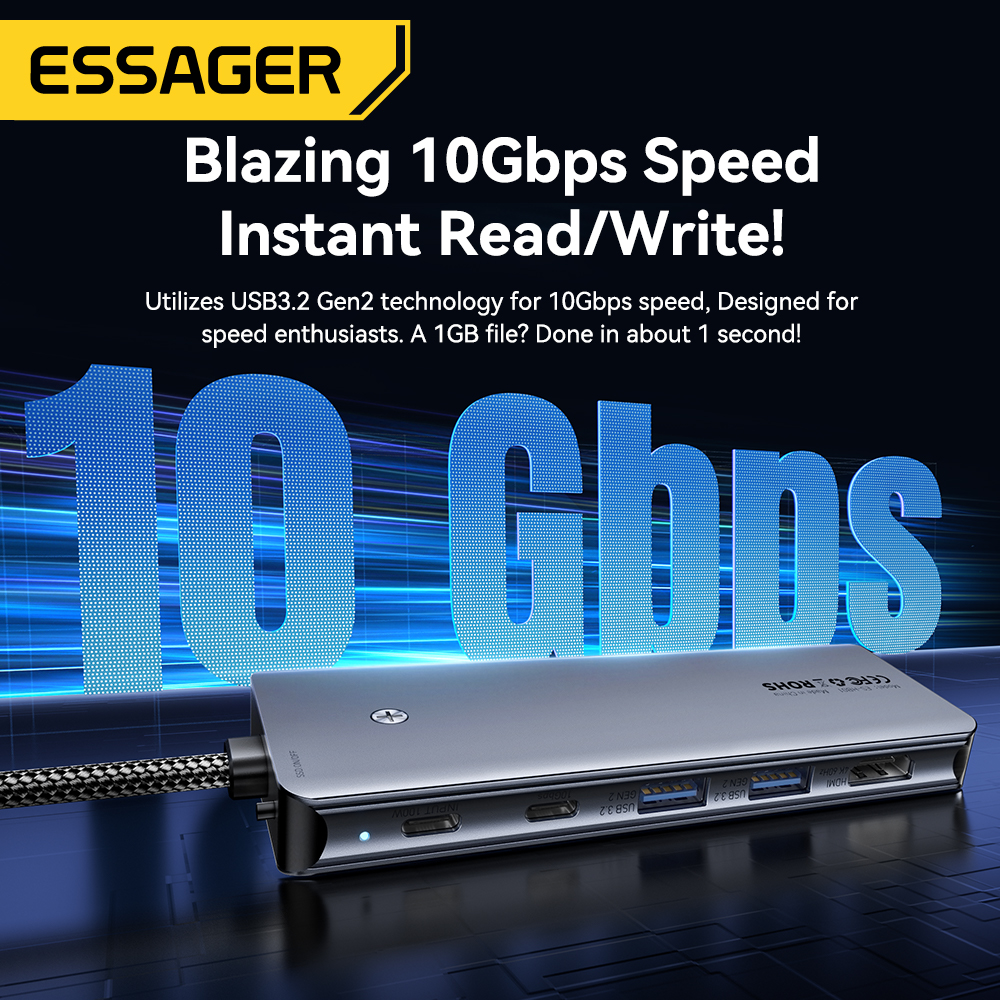 Essager USB C Hub With M.2 SSD Hard Disk Enclosure 6/7 in 1 PD100W USB — photo 5