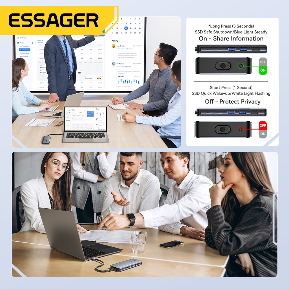 Essager USB C Hub With M.2 SSD Hard Disk Enclosure 6/7 in 1 PD100W USB — photo 6