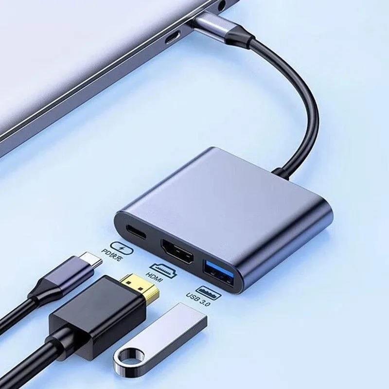USB C HUB 3in1 Type C 3.0 to HDMI-compatible Docking Station PD Fast C
