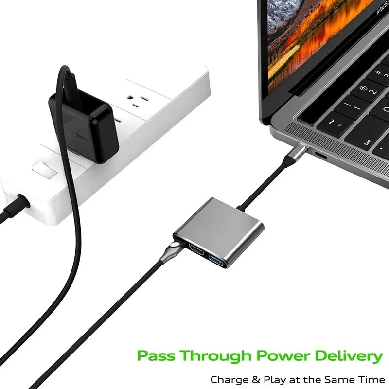 USB C HUB 3in1 Type C 3.0 to HDMI-compatible Docking Station PD Fast C — photo 4