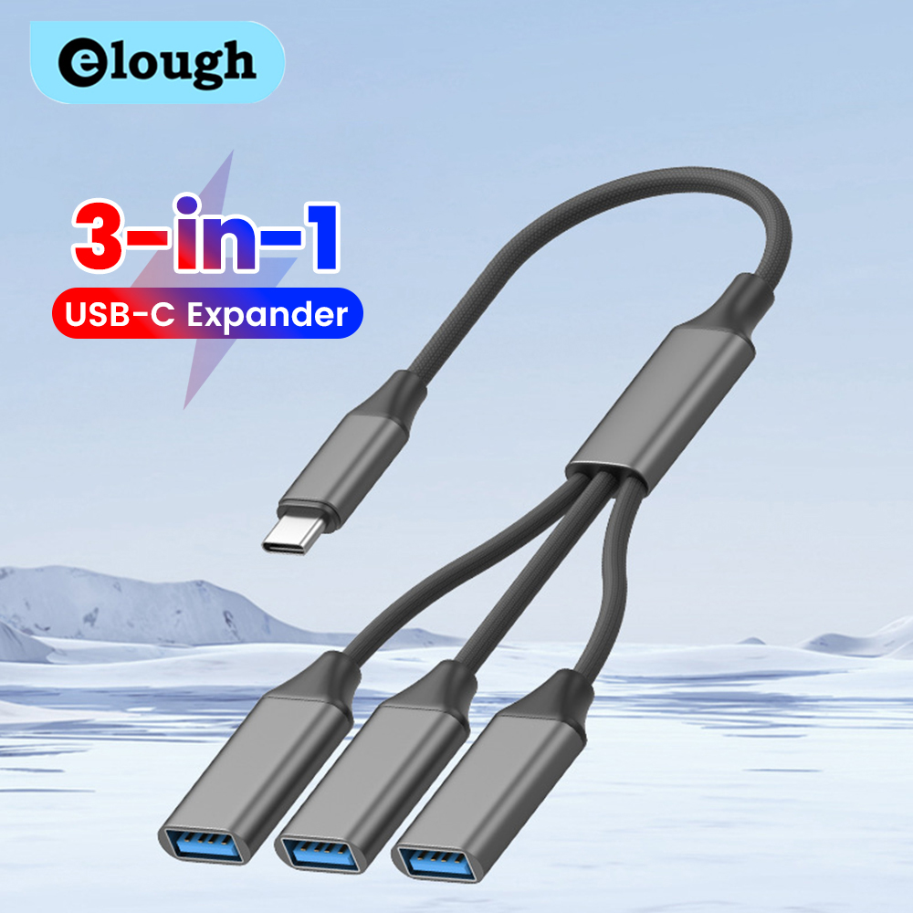 3 in 1 USB Splitter Cable USB A Female to USB A Male Hub USB 2.0 Female to Type c Male Ada