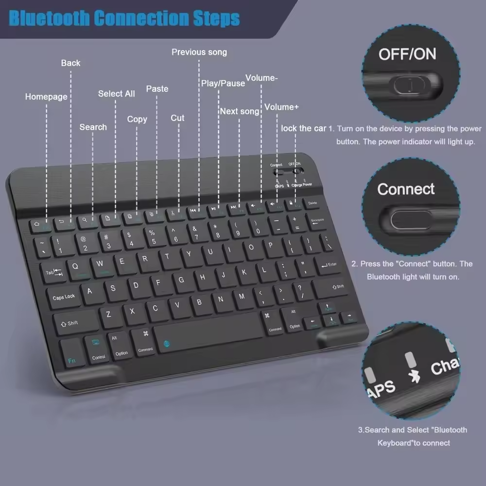 Bluetooth Wireless Keyboard Universal Mobile Phone Tablet Keyboard And — photo 2