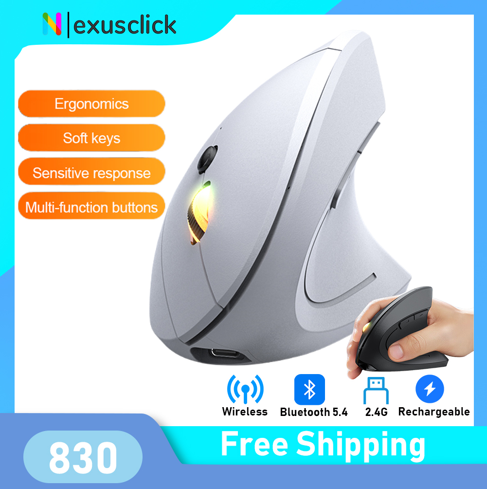 2.4GHz Bluetooth Wireless Mouse Rechargeable Vertical Mouse Ergonomic 