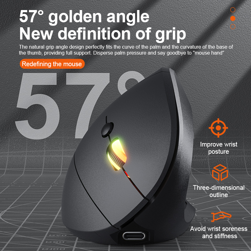 2.4GHz Bluetooth Wireless Mouse Rechargeable Vertical Mouse Ergonomic  — photo 3