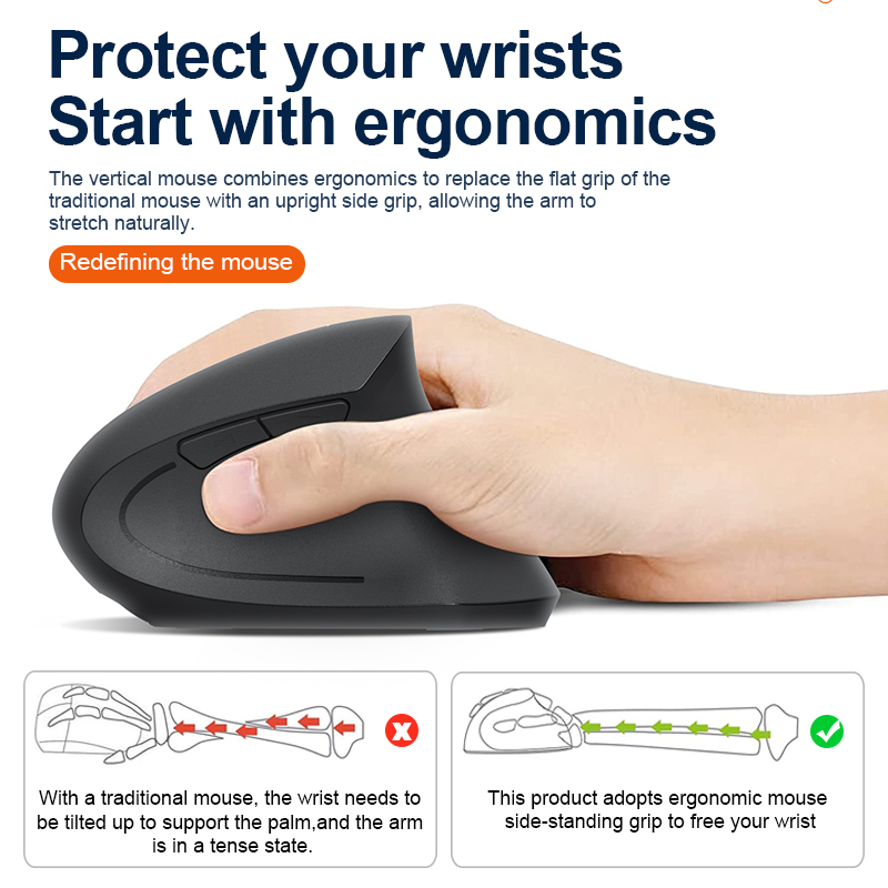2.4GHz Bluetooth Wireless Mouse Rechargeable Vertical Mouse Ergonomic  — photo 5