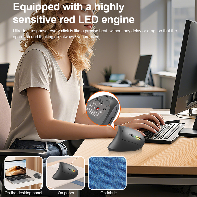 2.4GHz Bluetooth Wireless Mouse Rechargeable Vertical Mouse Ergonomic  — photo 6