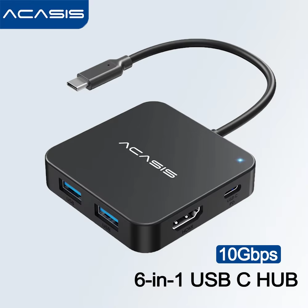 ACASIS USB C Hub 6 in 1 10Gbps Multiport Adapter with 4K 60Hz HDMI PD 