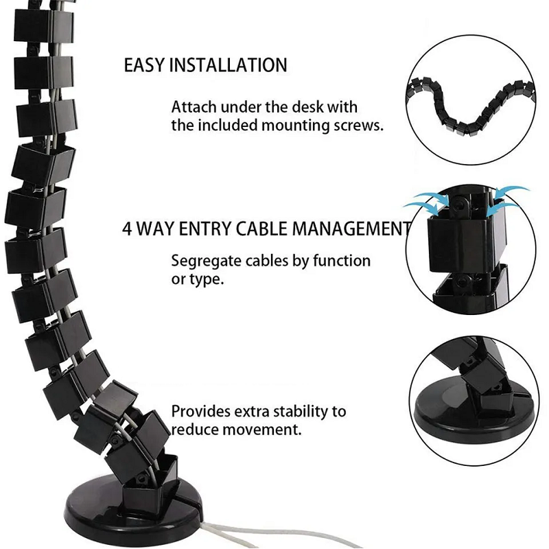Wire Spine Cable Sleeve Under Desk Cable Tray Wire Management Workstat — photo 4