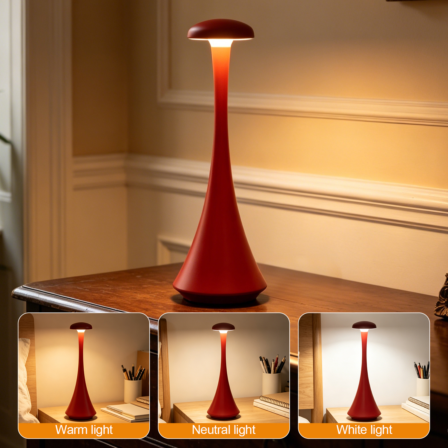 GGbingo Mushroom Table Lamp Rechargeable Wireless Touch Lamp Creative  — photo 5