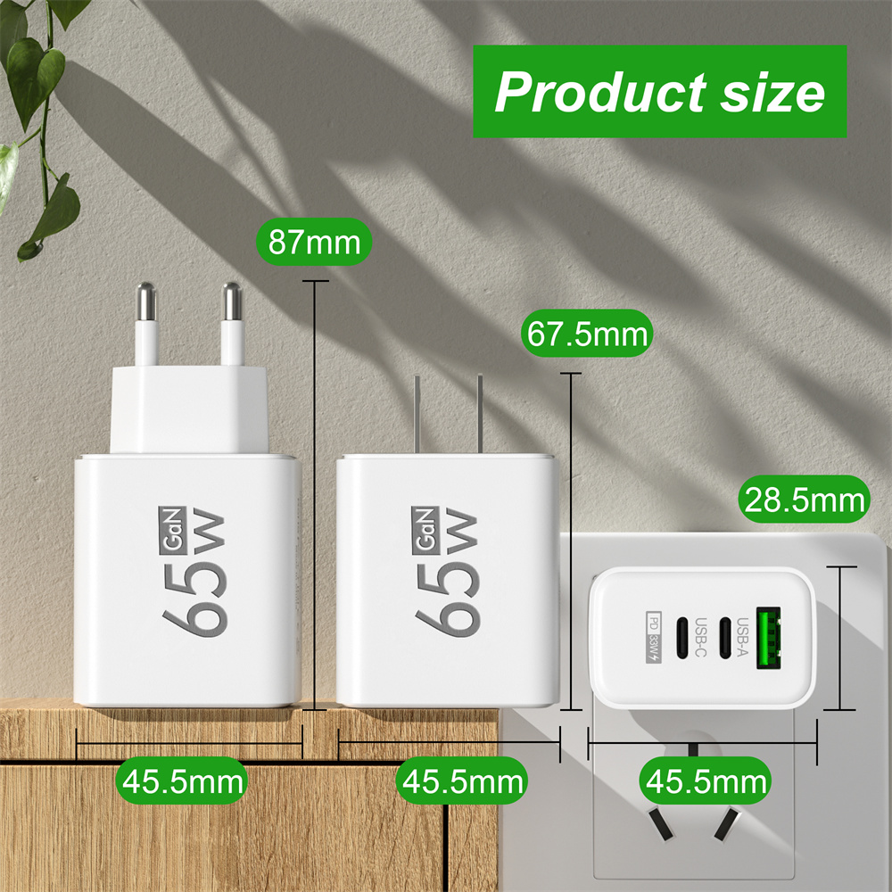 65W GaN USB Chargers With Type C Data Cables Fast Charging Charger Qui — photo 4