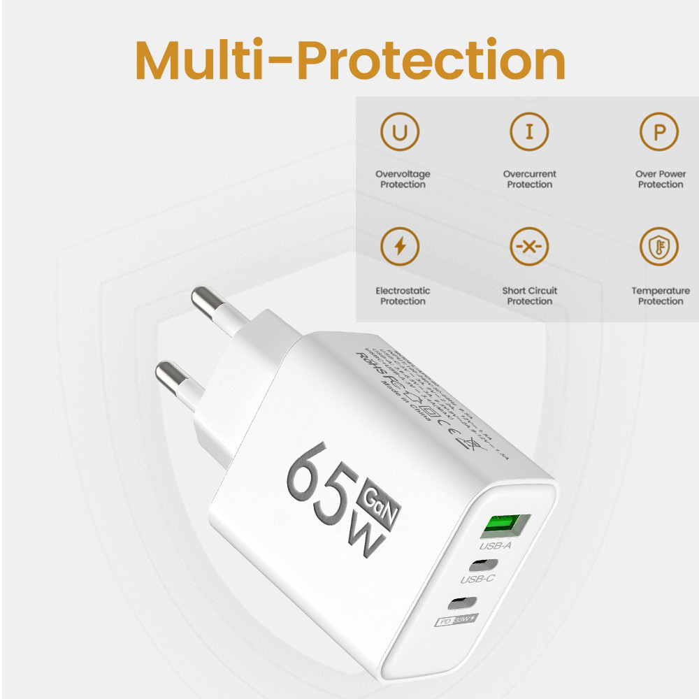 65W GaN USB Chargers With Type C Data Cables Fast Charging Charger Qui — photo 6