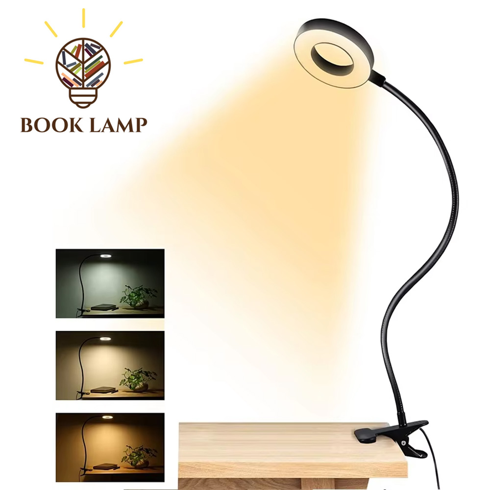 48 LEDs Clip on Desk Lamp 360°Flexible Gooseneck Reading Table Light Eye-Caring USB Clamp 