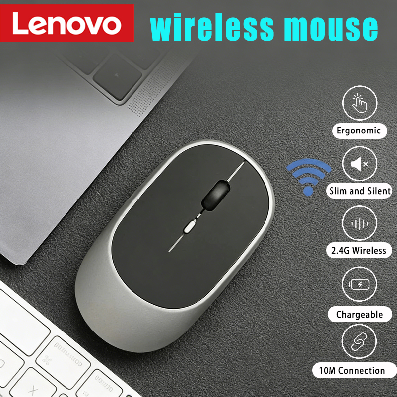 Lenovo Wireless Mouse USB Rechargeable Ergonomic Adjustable DPI Office Silent 2.4G Bluetoo