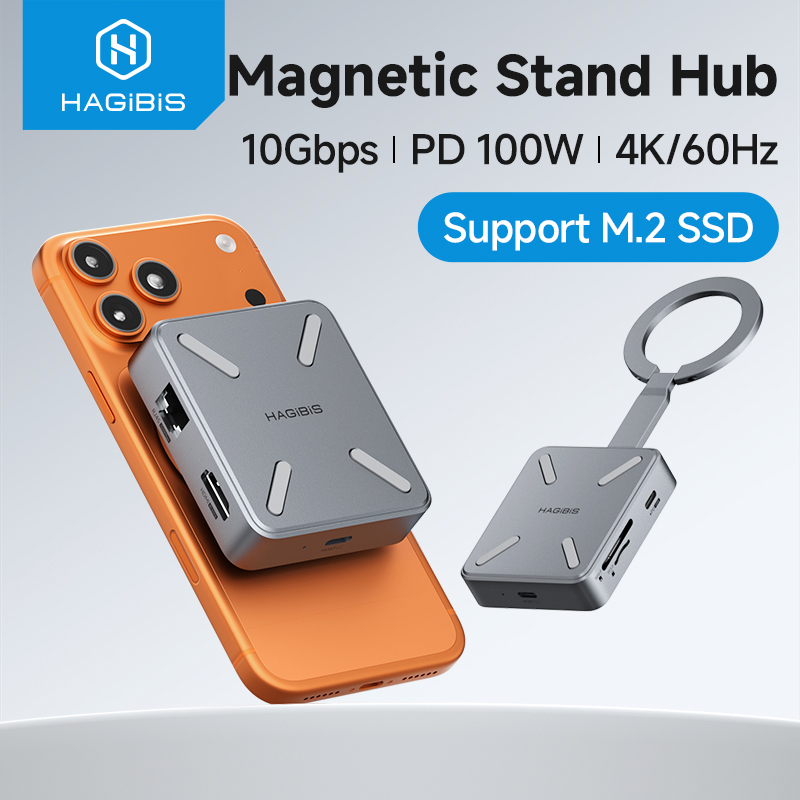 Hagibis Magnetic Stand USB C Hub With 2230 SSD Enclosure Type-C Hub SD