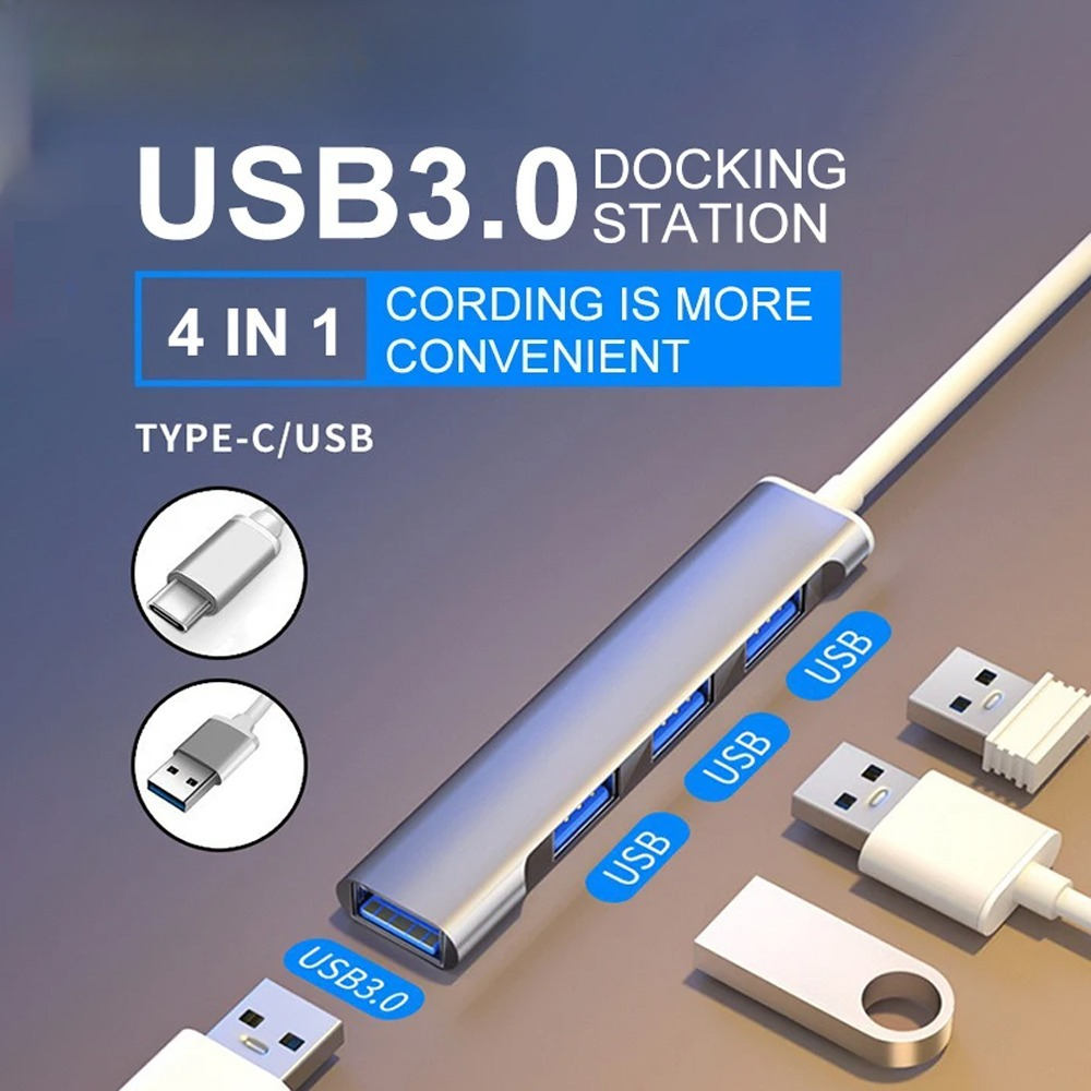 4 Ports Type C Hub One Drag Four Expanders High Speed 5Gbps Multi USB 