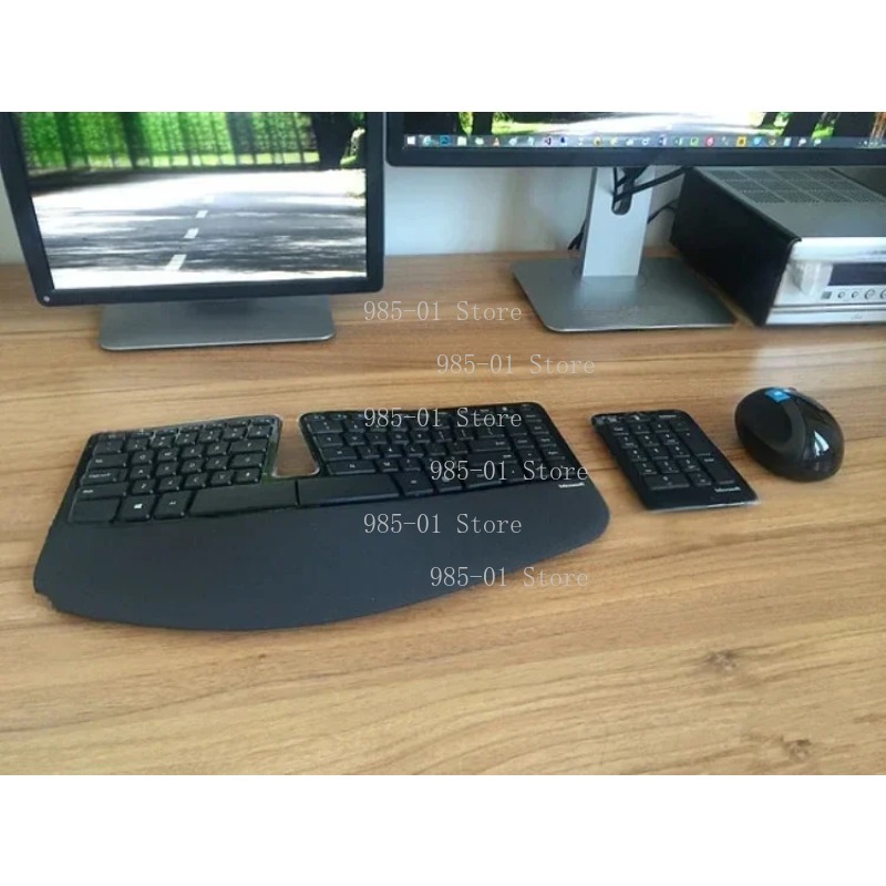 Wireless Keyboard and Mouse Set, Ergonomic Desktop C