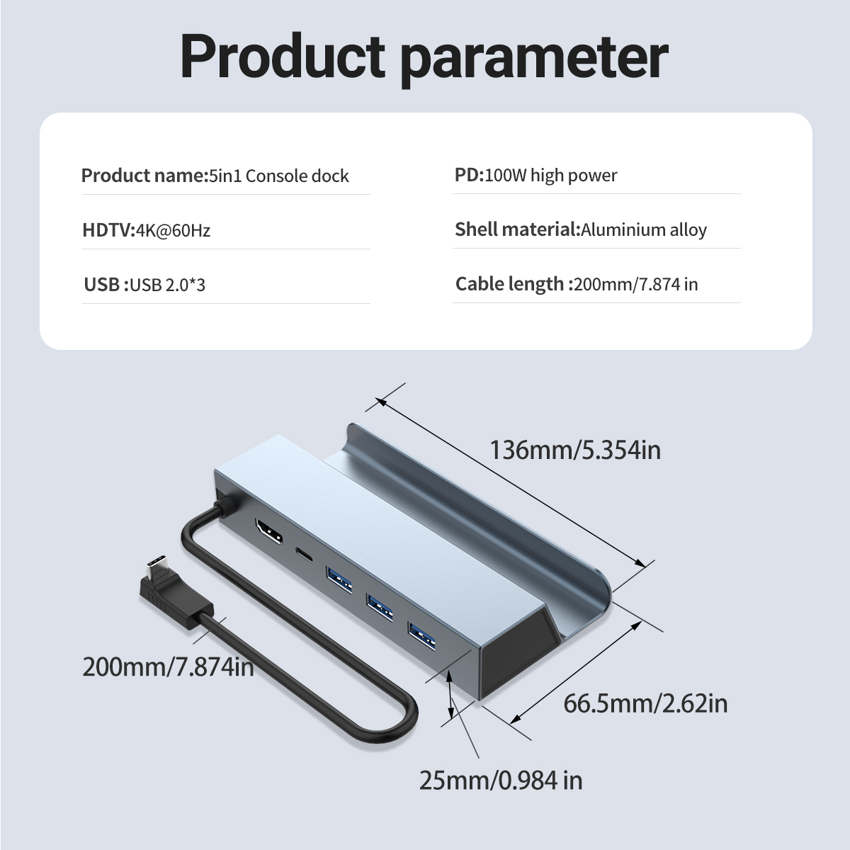 5 In 1 USB-C Game Hub Type-C Docking Station 4K HDMI 100W PD Fast Char — photo 6