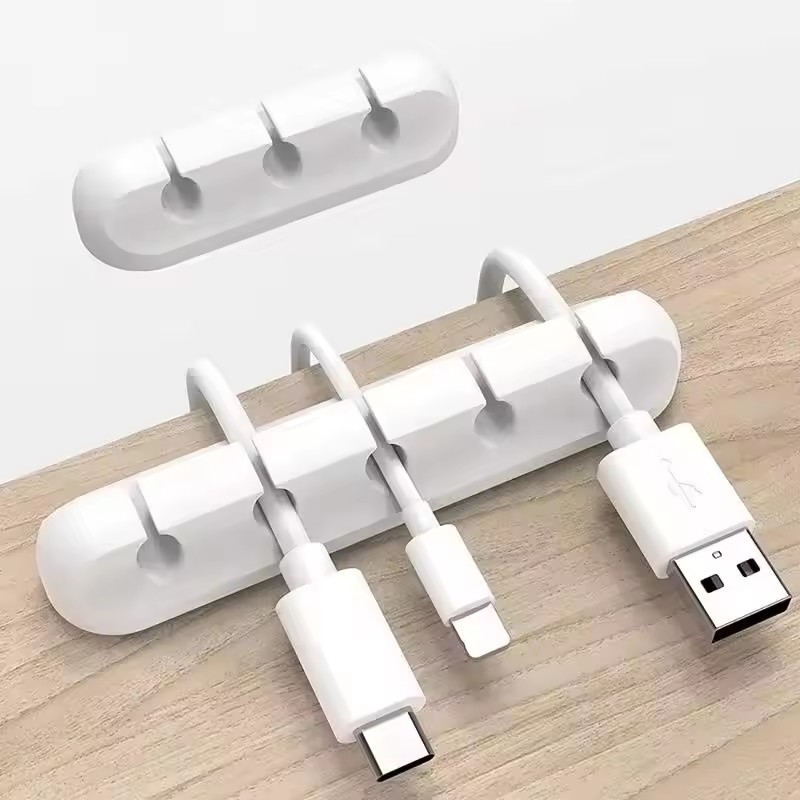 Silicone USB Cable Clip Winder Organizer Round Charger Cord Clips Desk